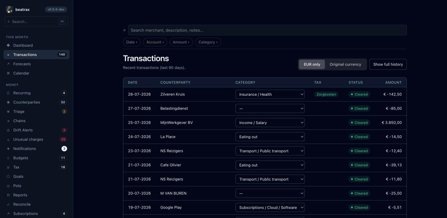 Every transaction, filterable